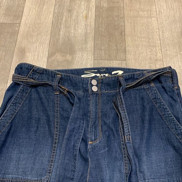 Womens NWT Seven7 Wide Leg High Rise Belted Patch Pockets Jeans - Picture 3 of 8